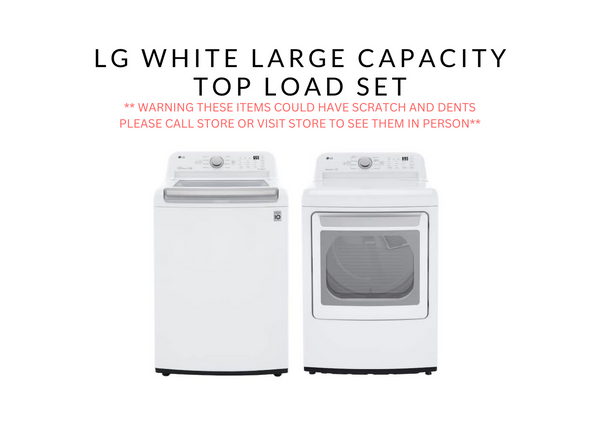 LG White Large Capacity Top Load Set