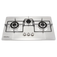 28.35" Stainless Steel 3 Burners Cooktop Fixed Built-In Gas Hob Cooker