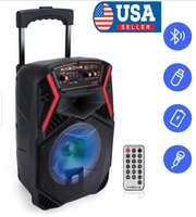 Portable 8" 1000W FM Bluetooth Speaker Sound System DJ Party PA Tailgate Remote