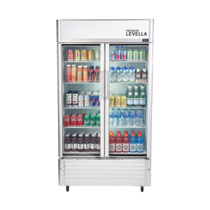 29.0 Cu Ft. Double Glass Door Merchandiser Refrigerator - Beverage Display Cooler - Silver - PRN290DX